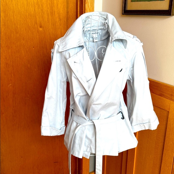 Calvin Klein Cropped Light Blue Trench - Picture 4 of 7